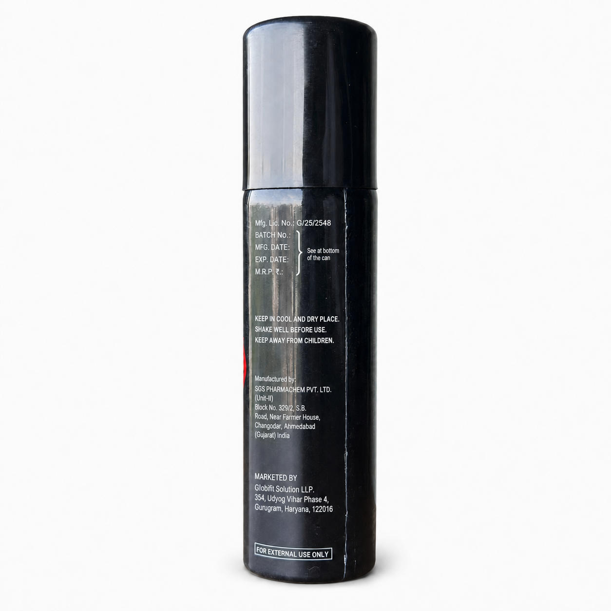 Back view of Globifit Surge Delay Lidocaine Spray 10% 20g
